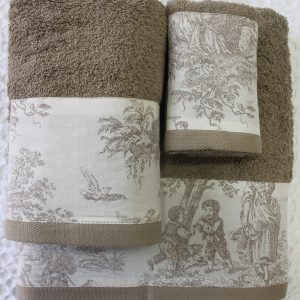 Conjunto de Atoalhados 3 Peças Toile de Jouy Camel