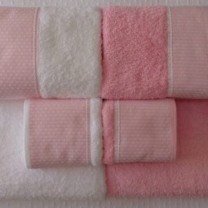 Conjunto de Atoalhados 6 Peças Ref. 283 Branco / Rosa