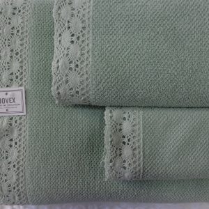 Conjunto de Atoalhados 3 Peças Ref. 62 c/ Renda Verde