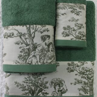 Conjunto de Atoalhados 3 Peças Toile de Jouy Verde