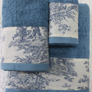 Conjunto de Atoalhados 3 Peças Toile de Jouy Azul
