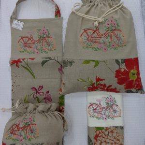 Conjunto de Cozinha Bordado Bicicleta
